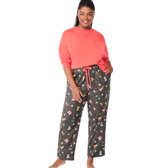 NWT Joyspun Women’s Pajama Christmas Sleep Pants (Grey Design / Multiple Sizes) - Picture 4 of 11